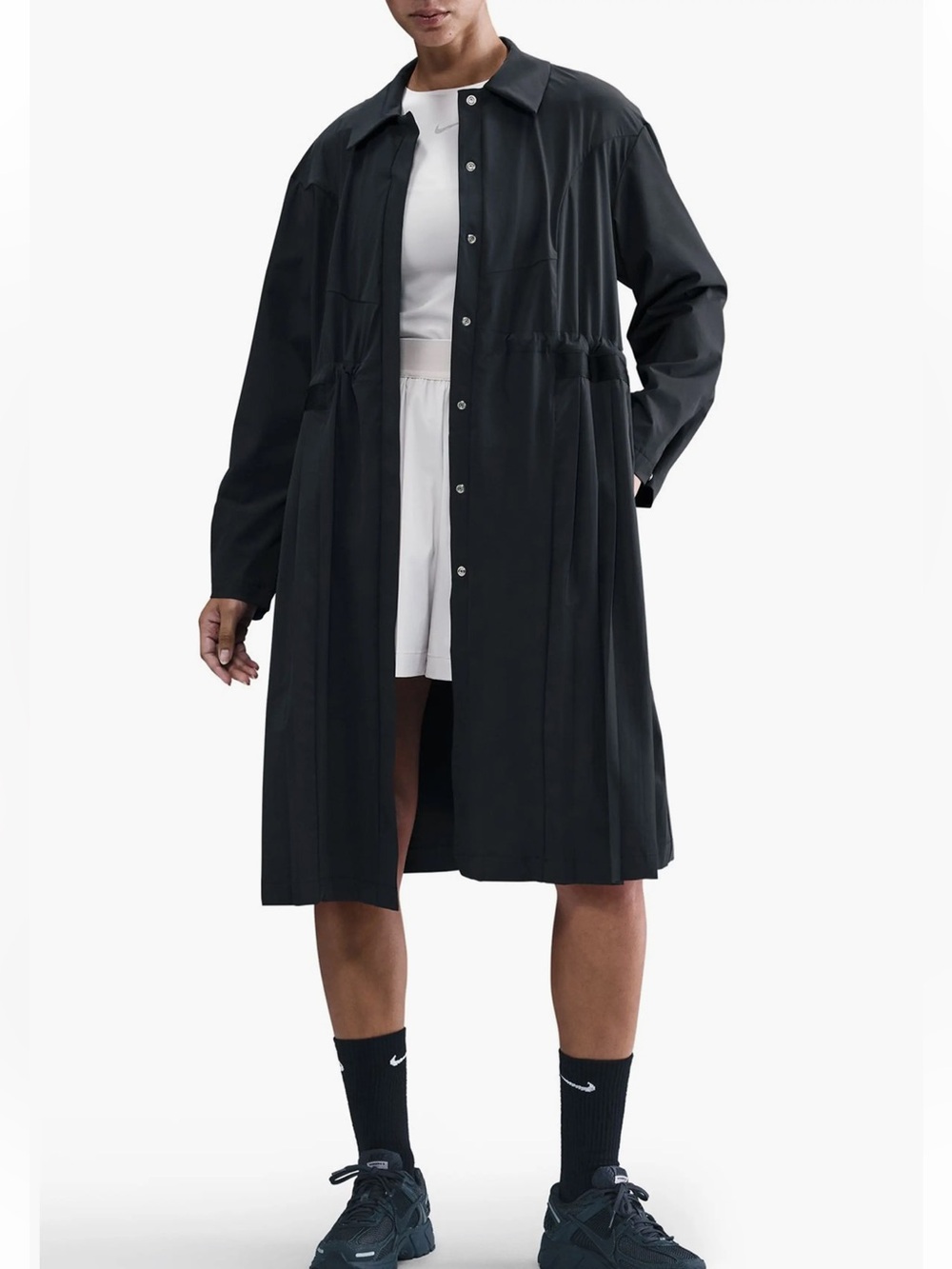 Nike 24.7 PerfectStretch Dri-FIT Oversized Trench Coat Black Medium NWOT